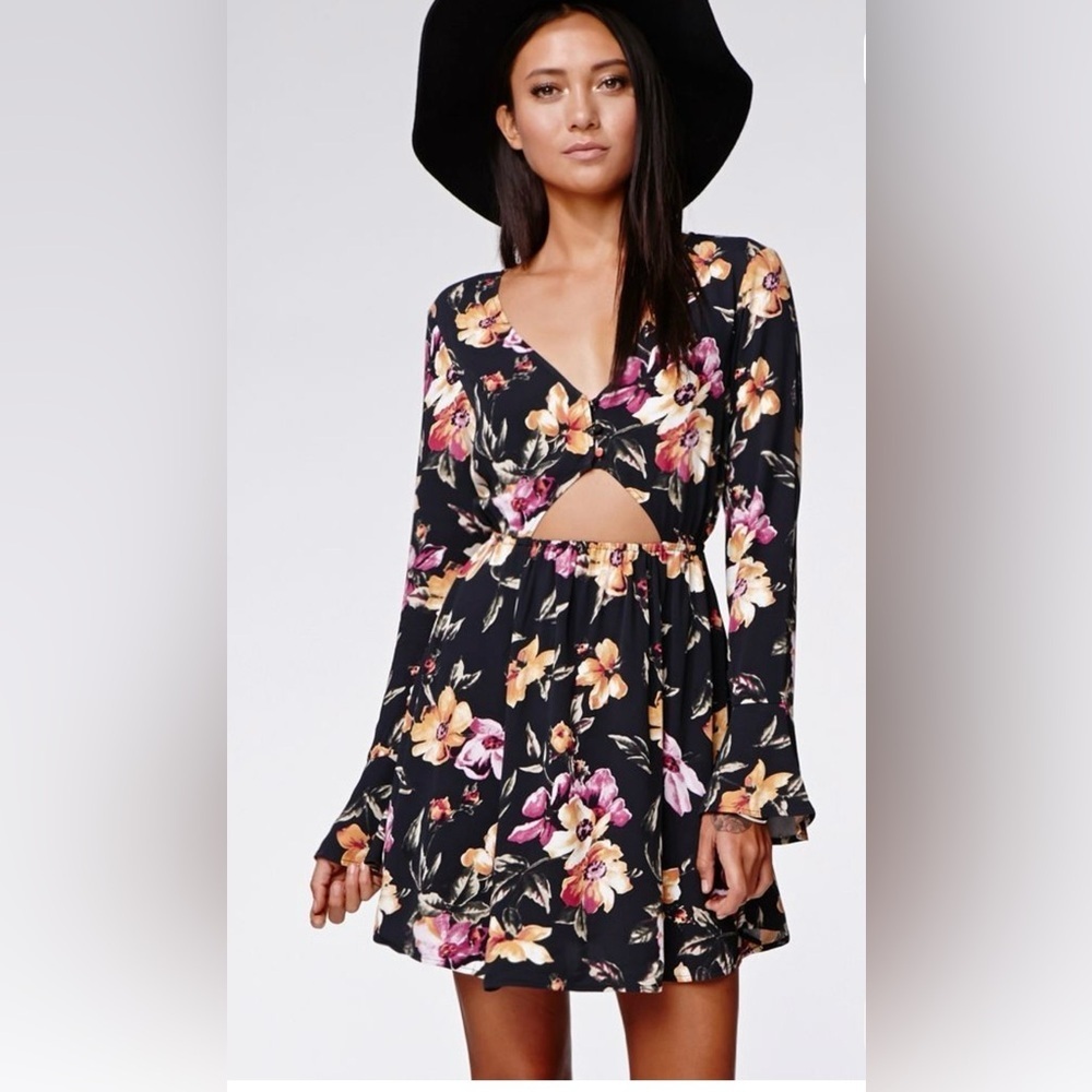 Kendall & Kylie Black Floral Cutout Mini Dress